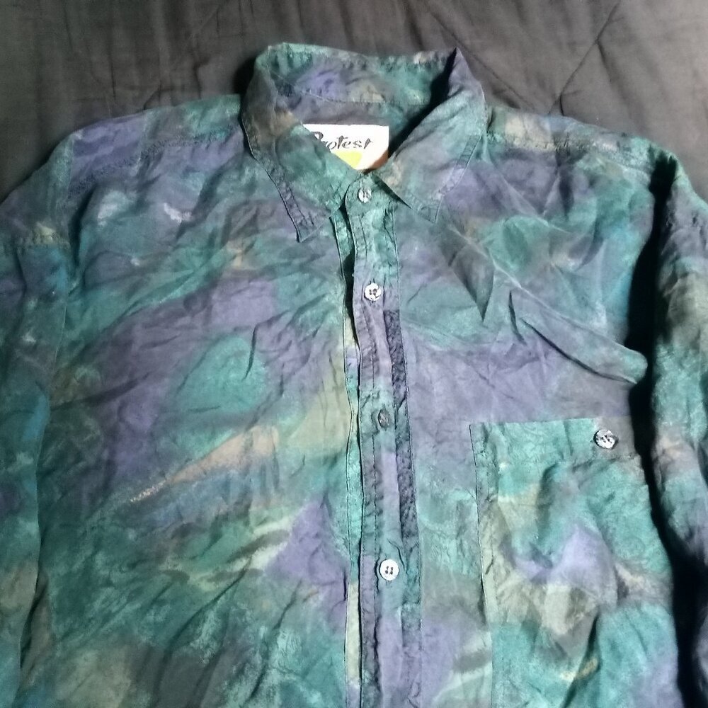Vintage Protest Abstract Strokes Silk Shirt